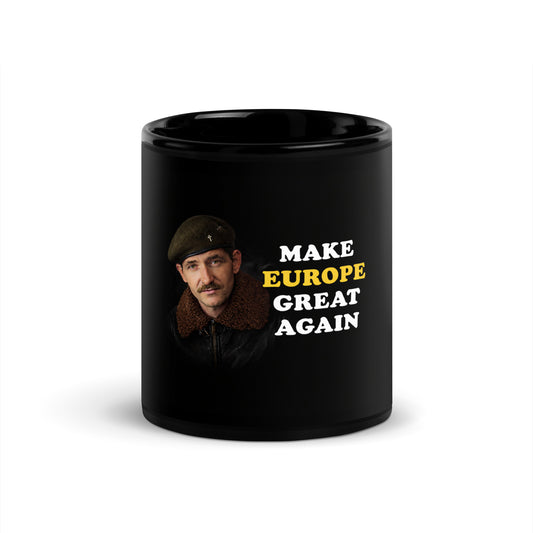 Rocco Polish x European People black glossy mug - Make Europe Great Again ceramic coffee mug 11oz